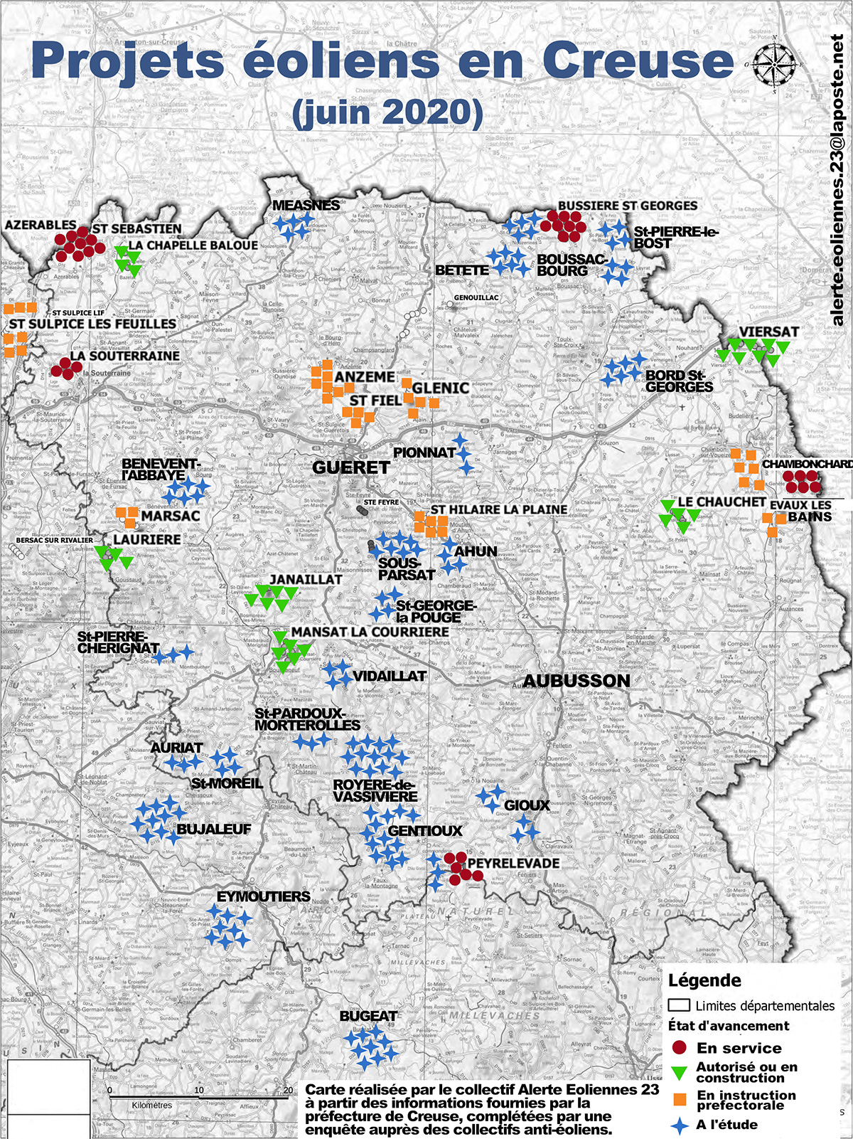 Carte Eoliennes Creuse 2020