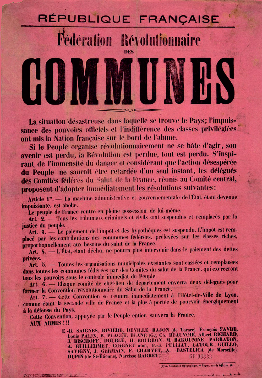 Affiche premiere Commune de Lyon