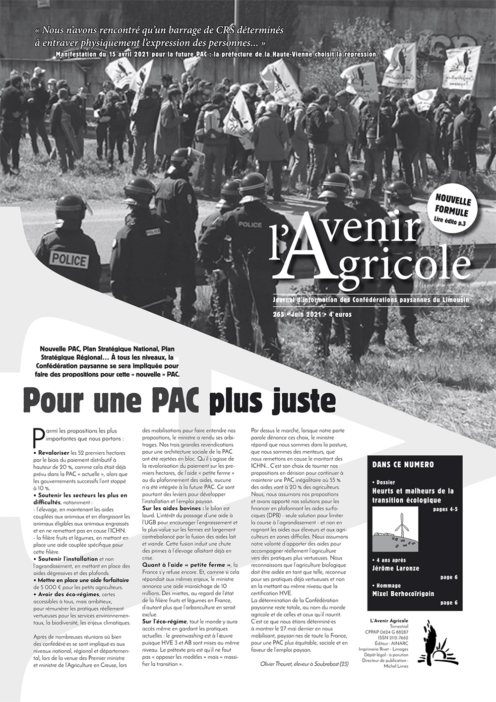 L’Avenir agricole, organe de combat