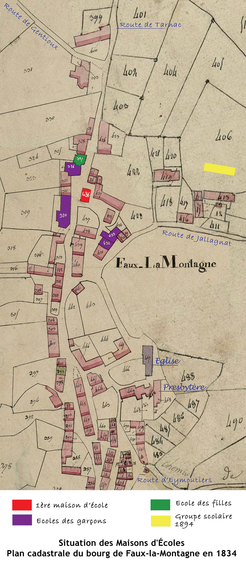 Plan du bourg faux la montagne Ensemble Maison ecole
